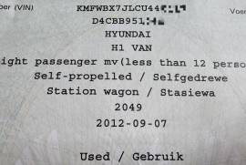 Truck Parts, Hyundai, H1 Station Wagon , Stripping for Parts, Used, 2012